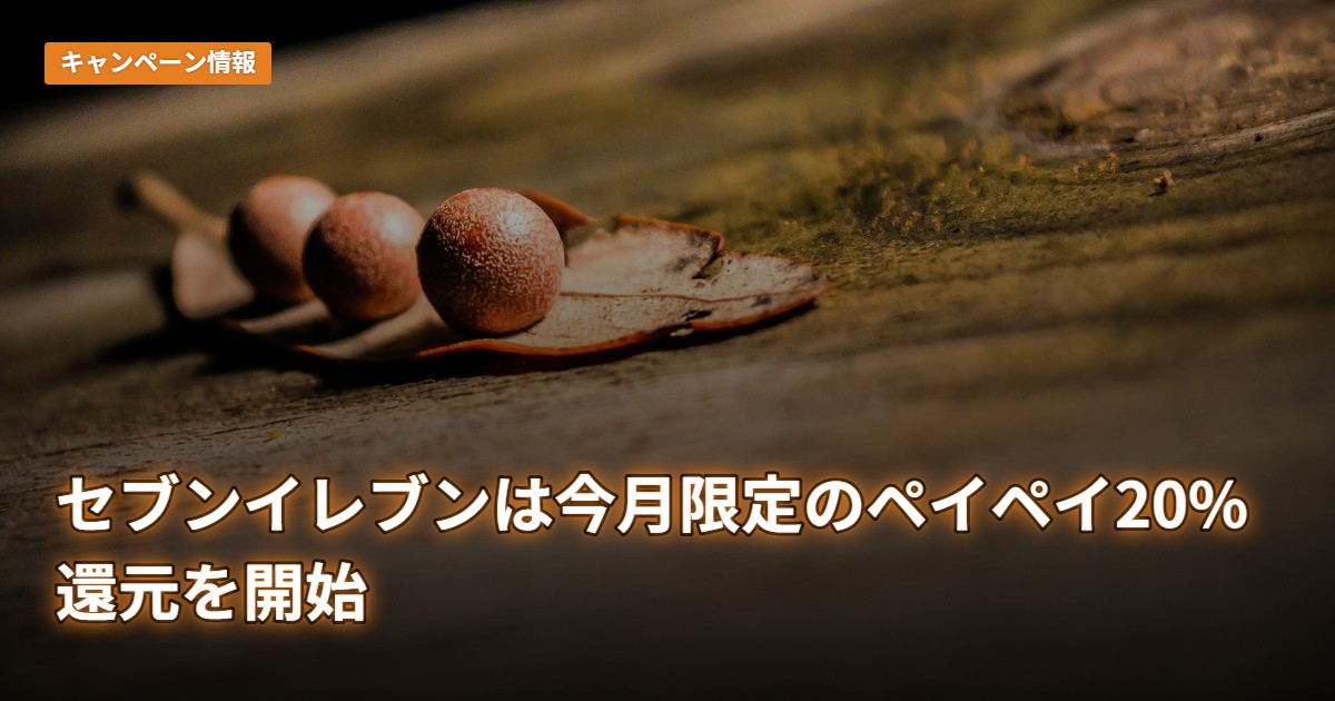 セブンイレブンは今月限定のペイペイ20%還元を開始