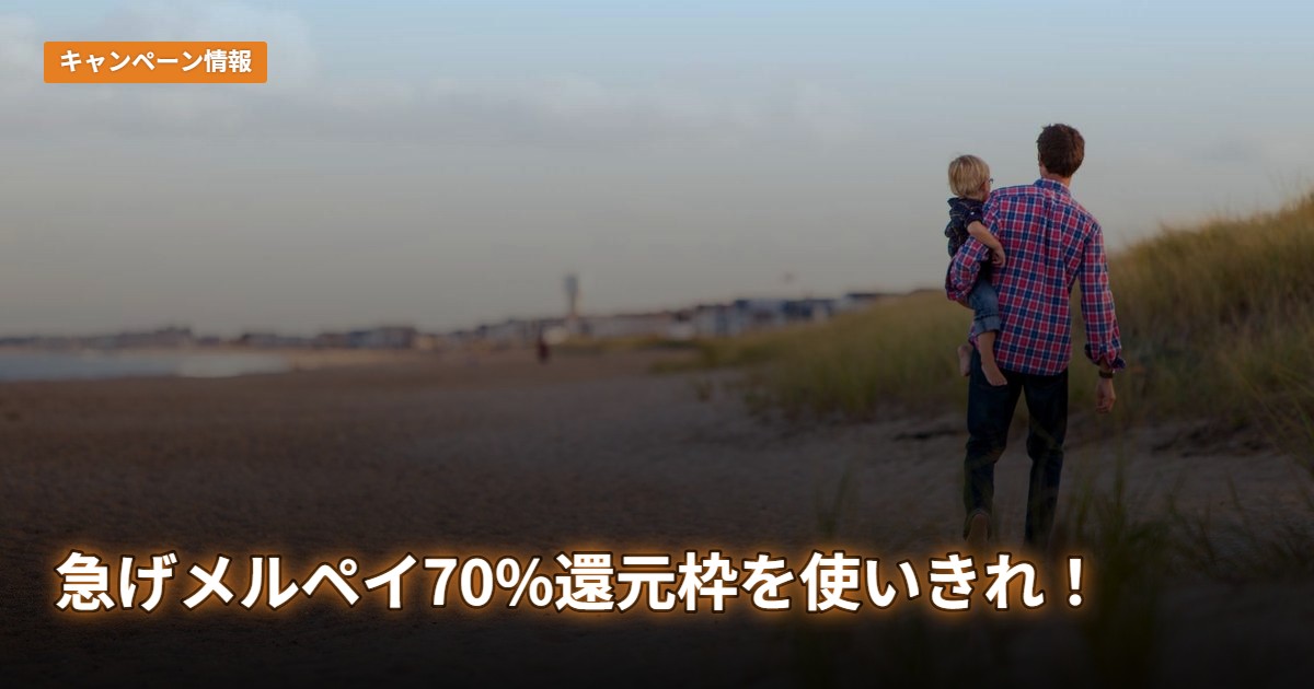 急げメルペイ70%還元枠を使いきれ！
