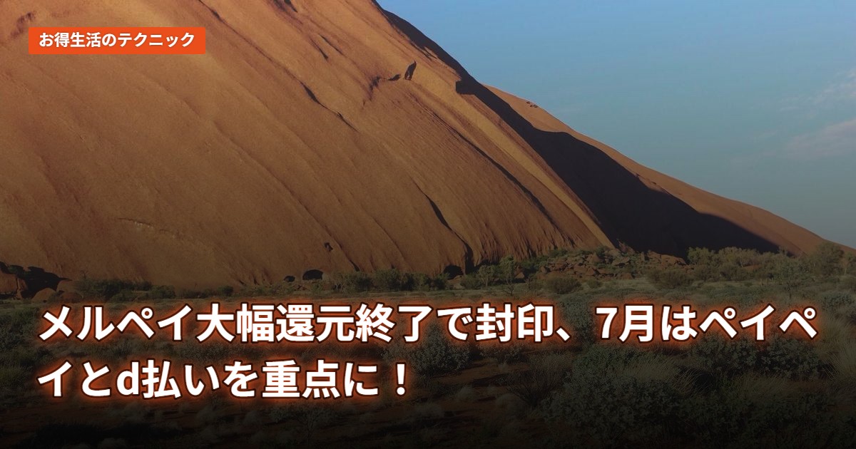 メルペイ大幅還元終了で封印、7月はペイペイとd払いを重点に！